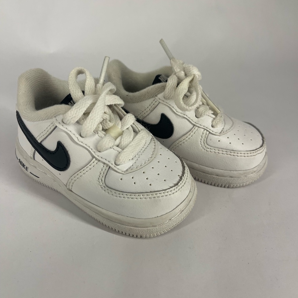 Nike Air Force 1 Low White Black Swoosh (TD) Pre-Owned Size 3C